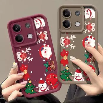 Милый чехол с рисунком оленя и Санты для Xiaomi 13T Poco F6 X6 Redmi Note 13 12 11 Pro 10, мягкий силиконовый матовый противоударный защитный чехол для телефона Xiaomi 13T / 13T Pro чёрный