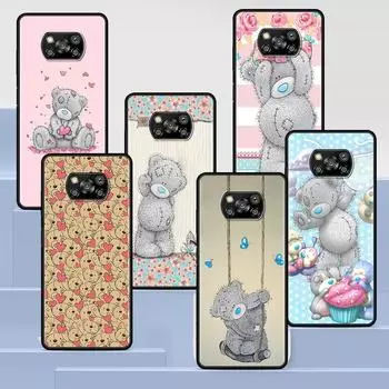 Милый чехол Teddy Bear для Xiaomi Poco X3 NFC M3 M4 Pocophone F1 F3 Funda Redmi Note 9s 9 8 10 Pro черный мягкий чехол для телефона Coque Xiaomi Poco M4Pro 5G