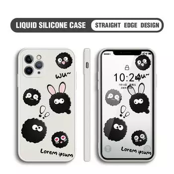 Милый черный брикетный чехол для телефона для iPhone 15 14 13 12 11 Samsung Galaxy S23 S22 A52 A52S Мягкий квадратный жидкий силиконовый чехол с полной защитой iPhone 13 Mini чёрный