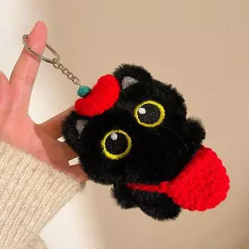 Милый Черный Кот Пищащий Плюшевые Животные Кукла Мягкая Игрушка Брелок Подвеска Украшение для Подвешивания на Рюкзак Девочковые Украшения для Сумки Детский Подарок