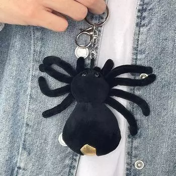 Милый черный паук кукла брелок для девочек мультфильм мягкий плюшевый брелок для женщин сумка аксессуары Хэллоуин