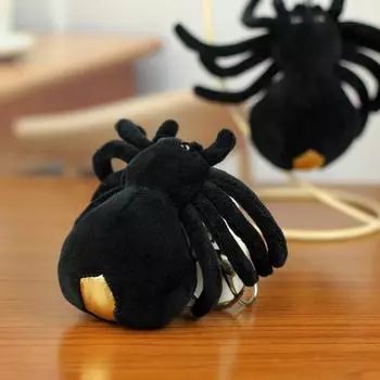 Милый черный паук кукла брелок для девочек мультфильм мягкий плюшевый брелок для женщин сумка аксессуары Хэллоуин