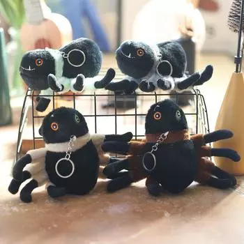 Милый черный паук маленькая подвеска плюшевая игрушка кукла мультяшная сумка подвесной брелок украшение кукла кукла 14cm
