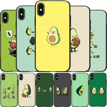Милый черный силиконовый чехол для телефона с авокадо для iPhone 12 XR XS Max 5 5S SE 2020 6 6S 7 8 PLUS X 11Pro Max11 iPhone 5 5S SE