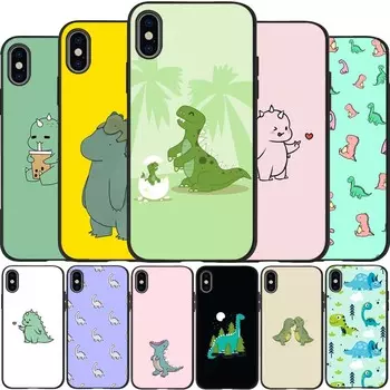 Милый черный силиконовый чехол для телефона с динозавром для iPhone 12 XR XS Max 5 5S SE 2020 6 6S 7 8 PLUS X 11Pro Max11 Cover Shell iPhone 5 5S SE