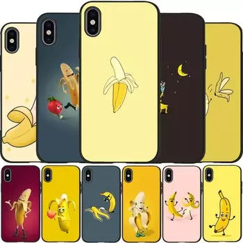 Милый черный силиконовый чехол с изображением банана для iPhone 12 XR XS Max 5 5S SE 2020 6 6S 7 8 PLUS X 11Pro Max11 iPhone 5 5S SE