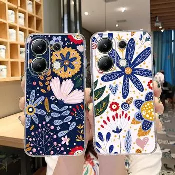 Милый цветочный чехол для iPhone 15 Samsung A55 M34 S24 Xiaomi Redmi 13 Pro 14C Huawei Honor 200 противоударный бампер для телефона TPU с защитой от царапин прозрачная задняя крышка Samsung Galaxy S20 FE