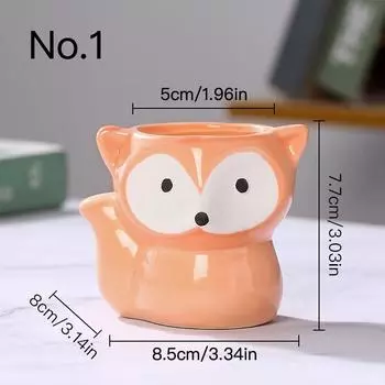 Милый цветочный горшок с лисой, сочный горшок, керамический горшок, домашний декор, настольные украшения, бонсай, горшок для растений, украшение сада No.1