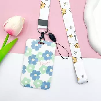 Милый цветочный кардхолдер защитный чехол шнурок на шею держатель для карт милый кардкейс ID/проездной/банковская карта 7
