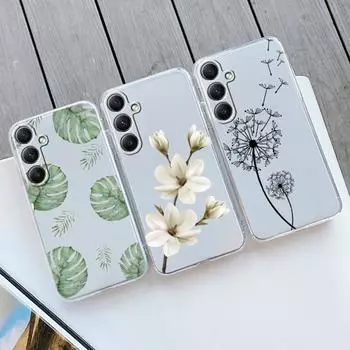 Милый цветочный мягкий прозрачный силиконовый чехол для Xiaomi Redmi Note 13 14T 15 Samsung A55 A35 S24 FE iPhone 15 Huawei Honor Camera защитный противоударный чехол Samsung Galaxy S20