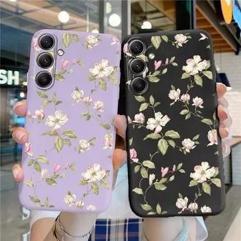 Милый цветочный мягкий силиконовый чехол для Samsung Galaxy A55 A35 A34 A54 A53 A15 S23 S24 FE S25 A06 Plus M35 M34 противоударный чехол-бампер для телефона с защитой от царапин Samsung Galaxy S9 Plus чёрный
