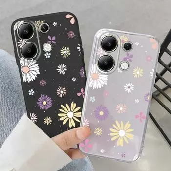 Милый цветочный мягкий силиконовый чехол для Xiaomi Redmi Note 13 Pro 14C Samsung A55 M35 S24 FE iPhone 15 Huawei Honor Realme Camera защитный противоударный чехол Samsung Galaxy S9 Plus