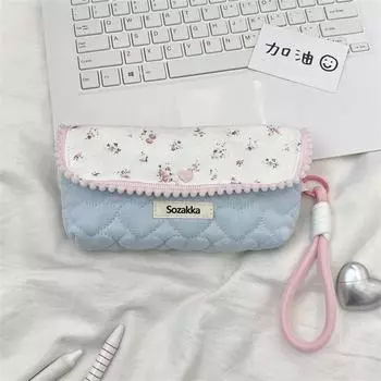 Милый цветочный пенал со шнурком, сумочка, девчачья косметичка, большая вместимость, портативная сумка для хранения, студенческая сумка для канцелярских принадлежностей, подарок