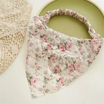 Милый цветочный платок на голову, винтажная шелковая ткань, треугольные банданы, шарфы для волос, повязка на голову, эластичная повязка на голову, универсальные аксессуары