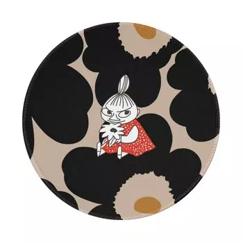 Милый цветочный узор Little My Anime Mouse Round для резинового офисного аниме-края Pad, резина, для работы/дома, нескользящая подошва, прочный, игровой, гибкий,