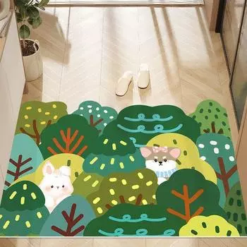 Милый цветок панды ПВХ проволочное кольцо дверной коврик пылезащитный грязный коврик нескользящий домашний ковер можно резать 40 * 60 cm [clean as soon as you wipe it]