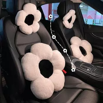 Милый Цветок Подголовник для автомобиля Подушка Шея Набор Плюшевая Подушка для талии Пара Знаменитостей headrest [single] чёрный