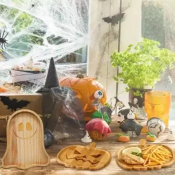 Милый деревянный поднос для тарелок, ручная работа, мультяшная десертная доска, тыквенная тарелка на Хэллоуин, подарок на Хэллоуин style 1