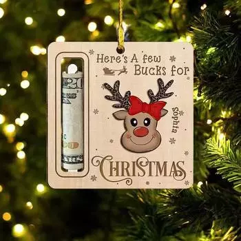 Милый держатель денег с рисунком из мультфильма Рождественский подарок Денежные карты Деревянные подарочные карты на Новый год