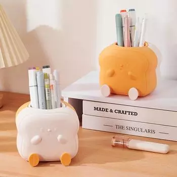 Милый держатель для кистей для макияжа, мультяшный настольный органайзер, модный держатель для ручек для тостов, офис Style 2