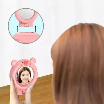 Милый держатель для мобильного телефона с изображением животных из мультфильма и зеркалом розовый