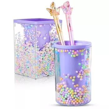 Милый держатель для пузырьковой ручки, многоцелевой настольный органайзер, канцелярские принадлежности, держатель для кистей для макияжа с разноцветными пузырьковыми шариками Round розовый