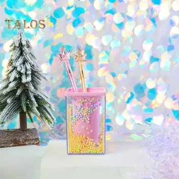 Милый держатель для пузырьковой ручки, многоцелевой настольный органайзер, канцелярские товары, держатель для кистей для макияжа с красочными пузырьковыми шариками для детей Round розовый