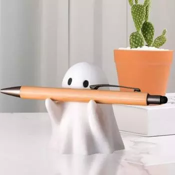 Милый держатель для ручек-призраков для стола, органайзер для карандашей на Хэллоуин, белая подставка для ручек-призраков для домашнего рабочего пространства, украшение рабочего стола белый