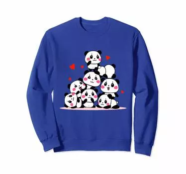 Милый детеныша панды и красного сердца Подарочный свитшот ко Дню святого Валентина синий