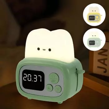 Милый детский будильник с регулируемой яркостью, цифровые часы с ночником, перезаряжаемые часы для тренировки сна, будильники у кровати