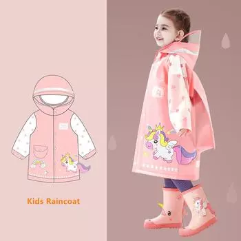 Милый детский плащ, водонепроницаемый детский дождевик с динозавром и единорогом, дождевик, куртка с рюкзаком, студенческая непромокаемая одежда S