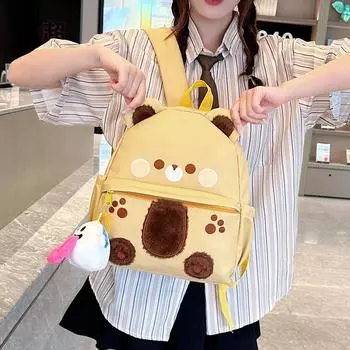 Милый детский рюкзак с рисунком медведя из мультфильма, высококачественная дорожная сумка большой вместимости, креативная новая сумка для девочек жёлтый