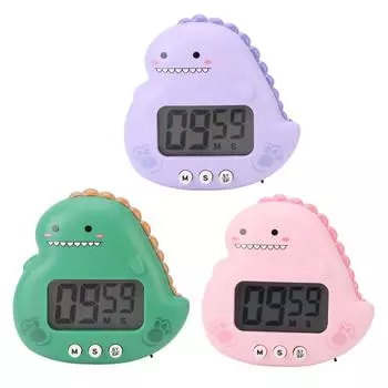 Милый детский таймер с динозавром, большой ЖК-дисплей, громкий будильник, цифровой кухонный таймер, магнитный таймер обратного отсчета Roseate