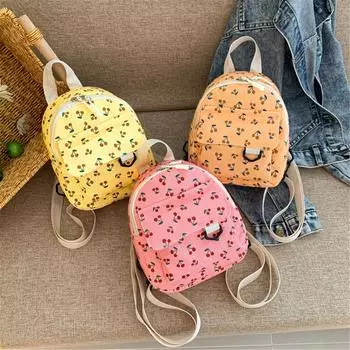 Милый детский вельветовый мини-рюкзак с принтом вишни, повседневная сумка-рюкзак для мальчиков и девочек из детского сада жёлтый
