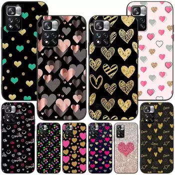 Милый девчачий чехол с розовыми золотыми сердечками для Xiaomi Redmi Note 9S 9 11 10 8 Pro 9C 9 K40 9A 7 8T 7A 9T Мягкий силиконовый черный чехол для телефона Redmi K40