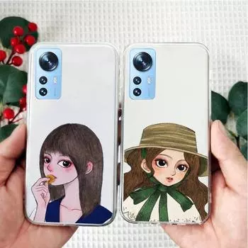 Милый девчачий нарисованный вручную чехол для телефона Xiaomi 12 10 11 Redmi 10X 9T Note 10S 9 8 Pro прозрачный чехол Redmi 8