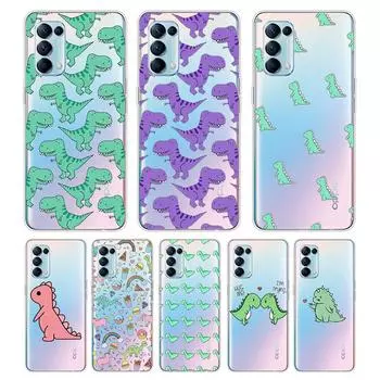 Милый динозавр для OPPO Reno7 SE 6 5 ZF 4G 5G Find X2 X3 Neo Lite Pro Plus, прозрачный мягкий чехол для телефона OPPO Reno5 F 4G