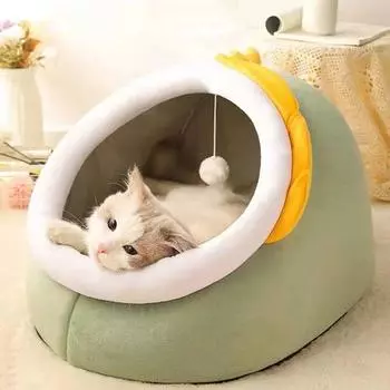 Милый динозавр котенок специальный кошачий домик четыре сезона универсальные полузакрытые кошачьи лежанки щенки собачье гнездо зимнее морозоустойчивое S