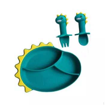 Милый динозавр мультфильм силиконовая присоска набор для кормления ребенка миска комплект