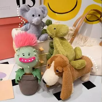 Милый динозавр собака слон плюшевая игрушка чучела человечков цветок мягкие животные кукла подушка для детей подарок на день рождения