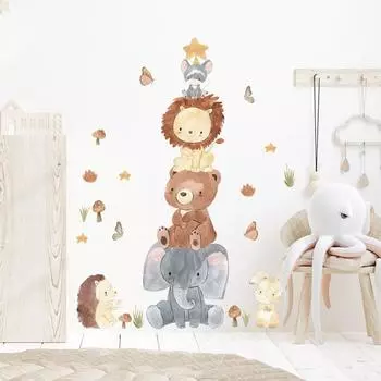 Милый DIY Животное Мультфильм Измерение высоты Детская Комната Наклейка На Стену Наклейки На Стены Искусство Настенная Роспись 1