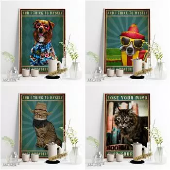 Милый дизайн костюма животного, портрет, художественный принт, плакат, забавный и юмористический минималистичный декор для дома, любители собак и кошек, домашние животные 21cm30cm NoFrame