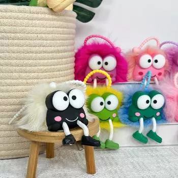 Милый длинношерстный кролик кулон школьная сумка подвесное украшение бант плюшевый брелок 4-дюймовая кукла машинка кукла Color Mix and Match