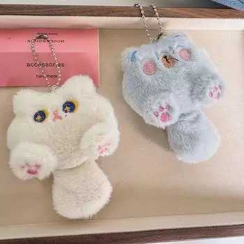 Милый длинный хвост кошки брелок плюшевая кукла игрушки мультфильм котенок мягкая плюшевая игрушка рюкзак подвески сумка кулон декор подарки 3