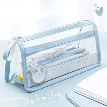 Милый двухслойный большой емкости водонепроницаемый прозрачный пенал сумки Kawaii розовый портативный пенал для школьниц канцелярские принадлежности
