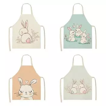 Милый фартук с принтом белого кролика, детский обеденный нагрудник, кухонный фартук для приготовления пищи, аксессуары для уборки дома 47x38cm