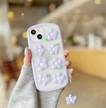 Милый фиолетовый цветочный силиконовый полупрозрачный чехол для телефона со шнурком для iphone 13 12 11 Pro XS Max XR X SE20 6s 7 8 Plus подарок For iPhone 6/6s фиолетовый