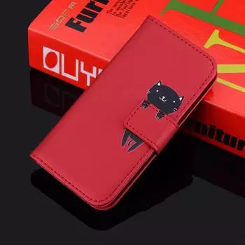 Милый флип-чехол-кошелек для iPhone 15, 14, 13, 12, 11 Pro Max, Xiaomi 13, 12, 11 Lite, Redmi 12C, 10, 9T, Note, 13, 12, 11, чехол iPhone 13 чёрный