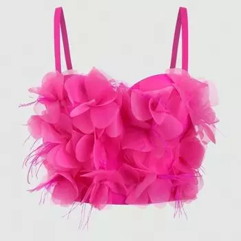 Милый французский жилет-бретелька, женский бюстгальтер, носимые топы с цветочным принтом, лоскутный корсет с перьями в елочку, летний корсет 34B розы красного