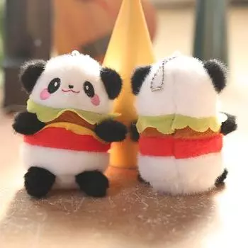 Милый гамбургер панда плюшевая кукла мягкие игрушки брелок рюкзак подвески сумка подвесные украшения мультфильм животные дети подарки на день рождения one size